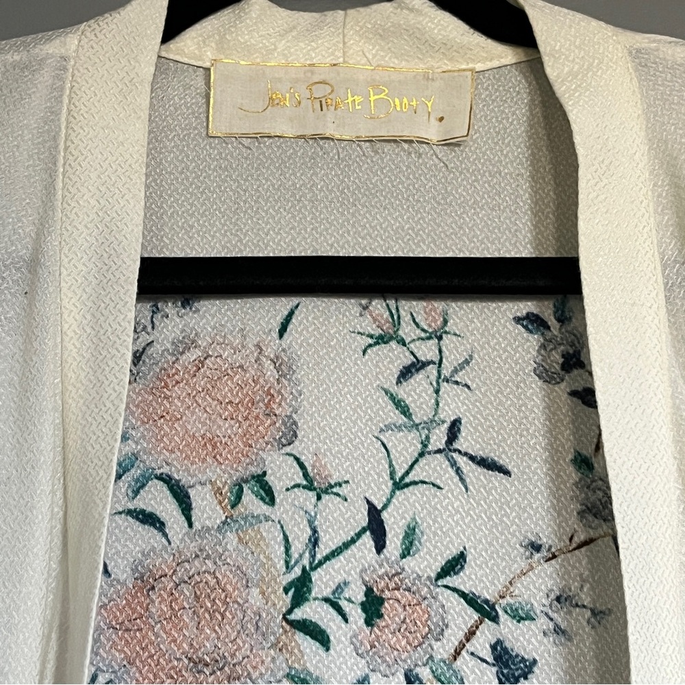 JENS PIRATE BOOTY x FREE PEOPLE BOHO FLORAL PEACOCK CRANE KIMONO ANTHROPOLOGIE - Picture 8 of 9